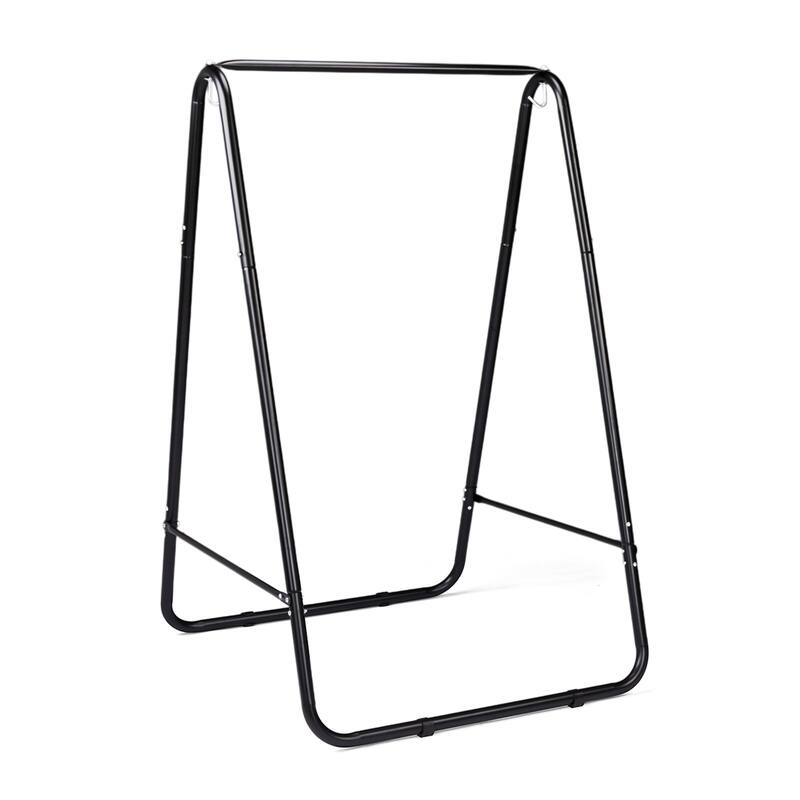 Black Hammock Chair Stand with Double-Hook and Heavy-Duty Steel A-Frame for Indoor Outdoor Setup - 40.2” x 36.2” x 59.1”