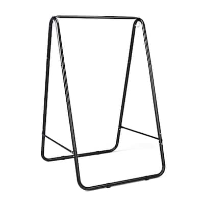 Black Hammock Chair Stand with Double-Hook and Heavy-Duty Steel A-Frame for Indoor Outdoor Setup - 40.2” x 36.2” x 59.1”