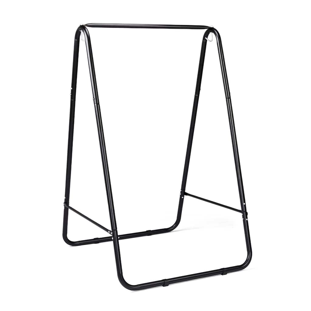 Black Hammock Chair Stand with Double-Hook and Heavy-Duty Steel A-Frame for Indoor Outdoor Setup - 40.2” x 36.2” x 59.1”