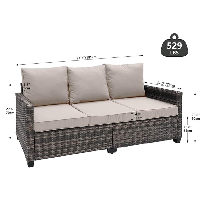 Outdoor Patio Rattan Sofa with Cushions