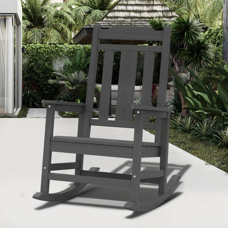 Outdoor Patio HDPE Rocking Chiar, Extra Wide Seat & Backrest