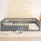 preview thumbnail 8 of 23, Solid Full Wooden Floor Bed Frame with Safety Fence for Kids, Low to Ground Design for Bedroom and Playroom Use, Natural Grey
