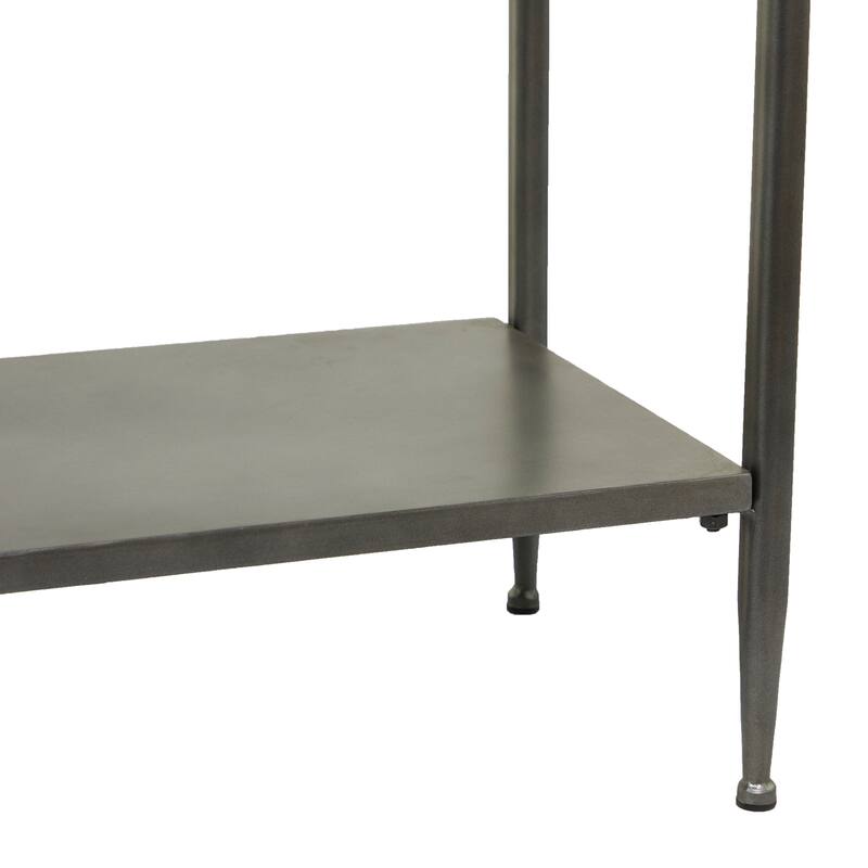 Gray Metal 1 Shelf Console Table with Brown Wood Top - 49 x 14 x 32