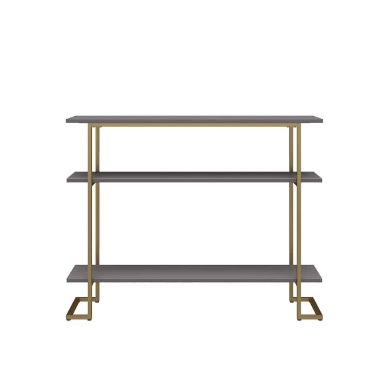 Avenue Greene Jade Console Sofa Table with 3 Open Shelves and Metal Frame