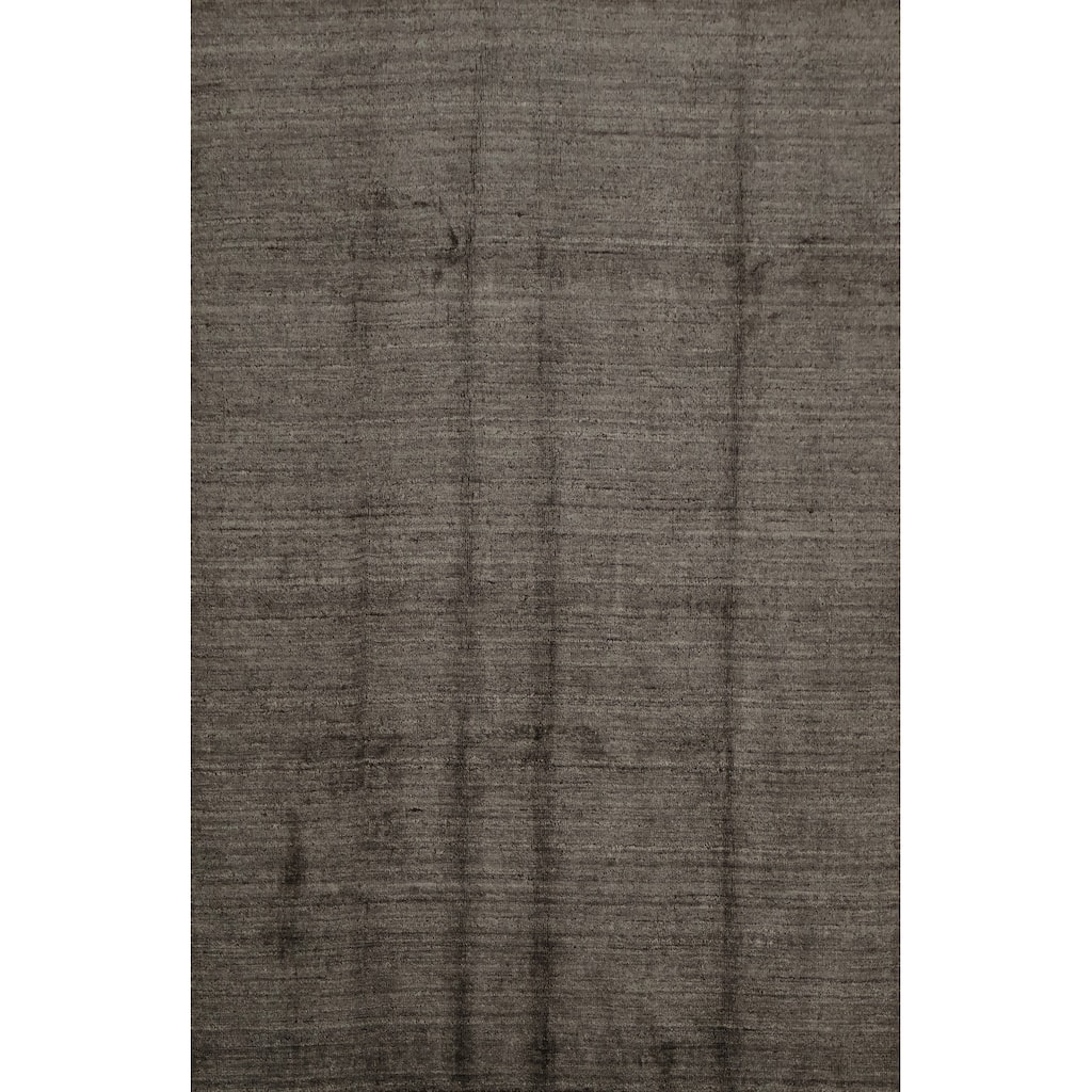 Hand Knotted Oriental 100% Wool Carpet Tribal Contemporary Greys & Charcoal Gabbeh Area Rug - 9' 6'' X 7' 7''