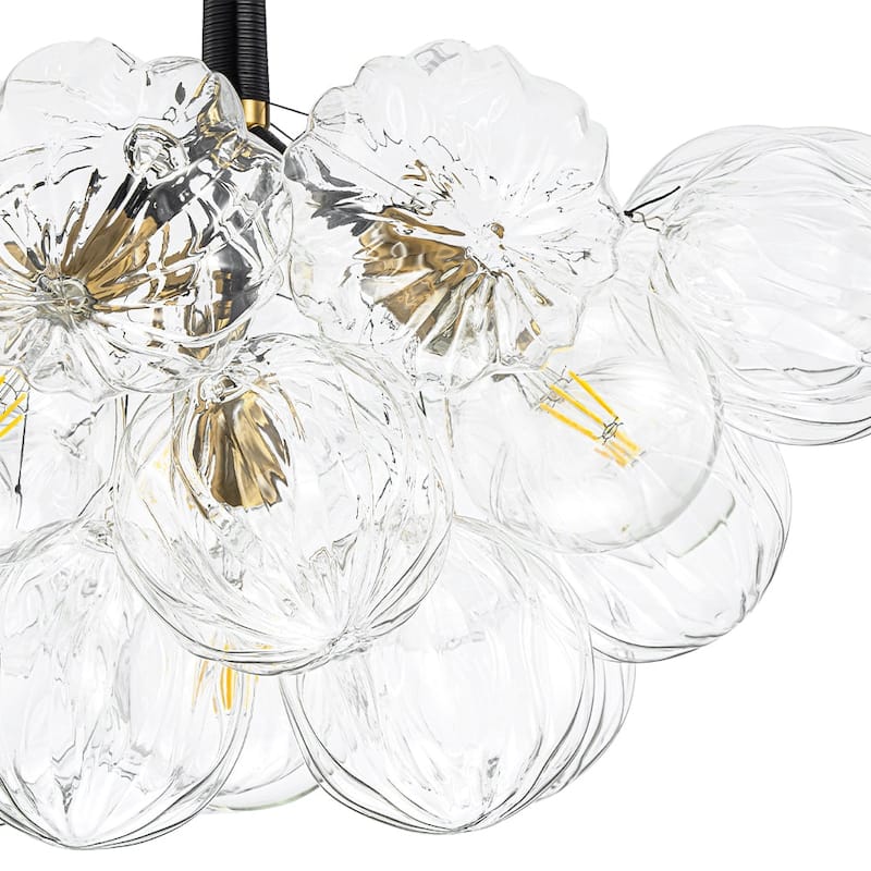 Modern Brass Cluster Faceted Glass Bubble 6-light Dimmable Chandelier