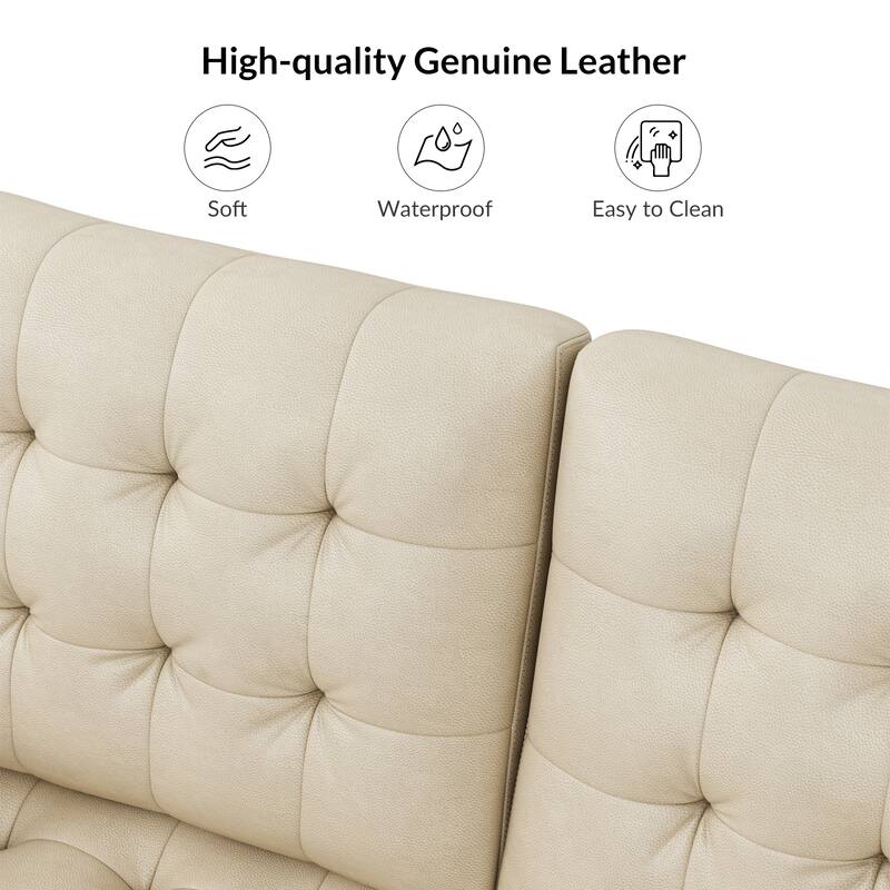 Aurora Genuine Leather Ottoman with Tufted Design by HULALA HOME