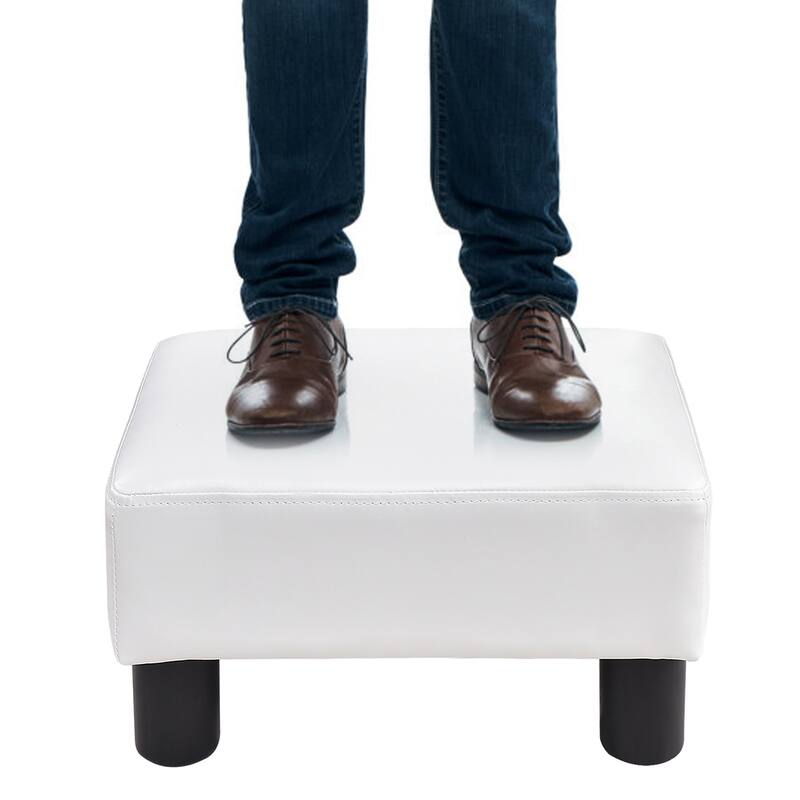 Gymax PU Leather Ottoman Rectangular Footrest Small Stool - See Details