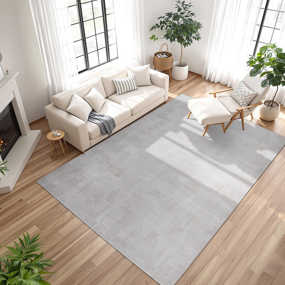 Gertmenian Arlo High Low Transitional Modern Gray Ivory Black Indoor Area Rug Collection