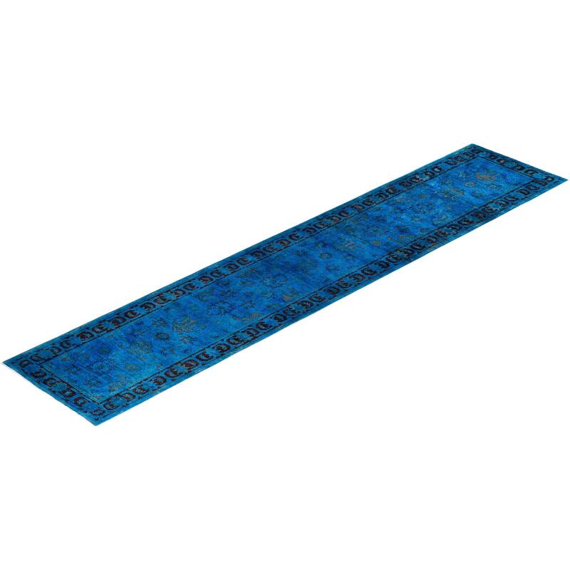 Contemporary Overdyed Wool Hand Knotted Runner - 3' 1" x 15' 5"