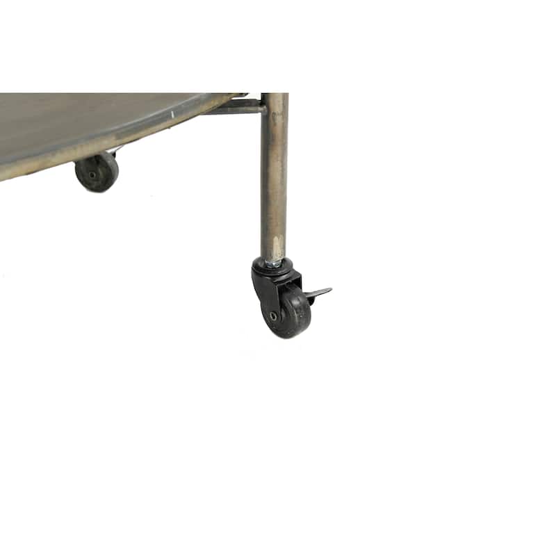 Oval 2-Tier Metal Bar Cart with Wheels