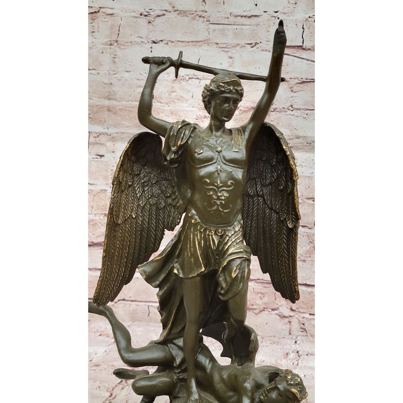 Saint Michael Slaying The Dragon Bronze Sculpture By Carpeaux