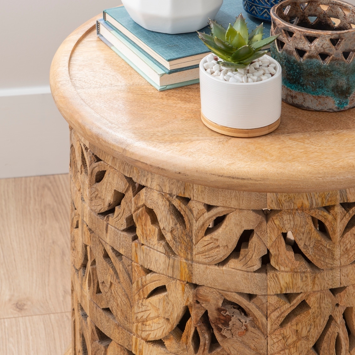 Boho round side deals table