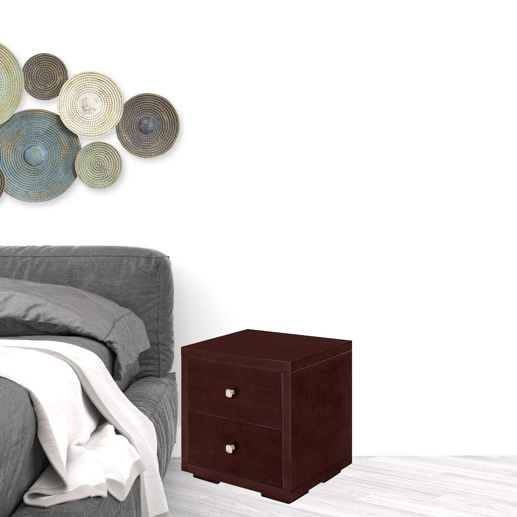 HomeRoots 19" Espresso Two Drawer Nightstand
