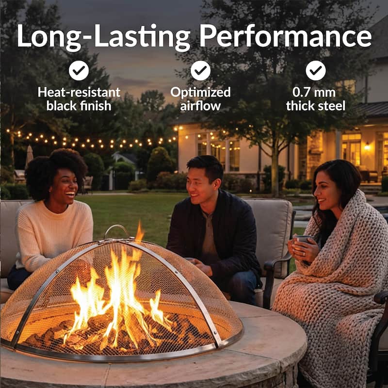 Sunnydaze Round Stainless Steel Fire Pit Spark Screen - 24" Diameter