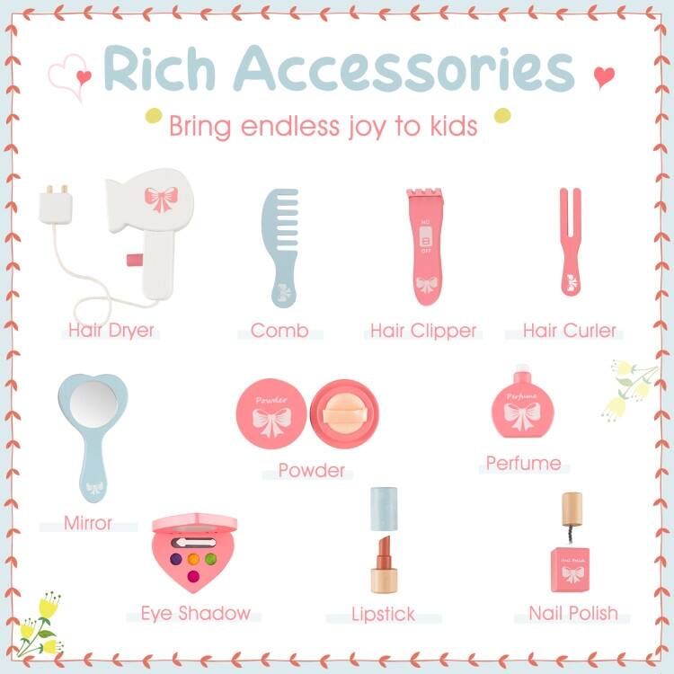 Kids 2-in-1 Princess Makeup Table and Chair Set with Removable Mirror-White - 19.5" x 13.5" x 36.5"