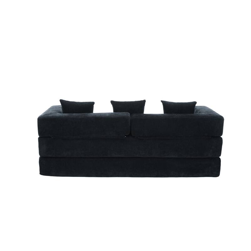 Queen Foldable Sofa Bed, 6-in-1 Convertible Sleeper Sofa with Mattress, Chaise Lounge Loveseat with Removable Cover