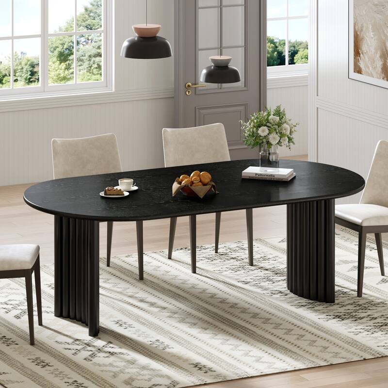 Dovelina 30"H Oval Wood Double Pedestal Dining Table Seats 6 - 67*33.5
