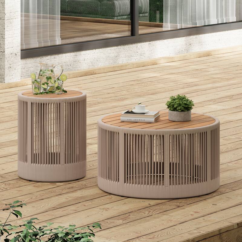 Christopher Knight Home - Everly Patio Acacia Rattan Table Set
