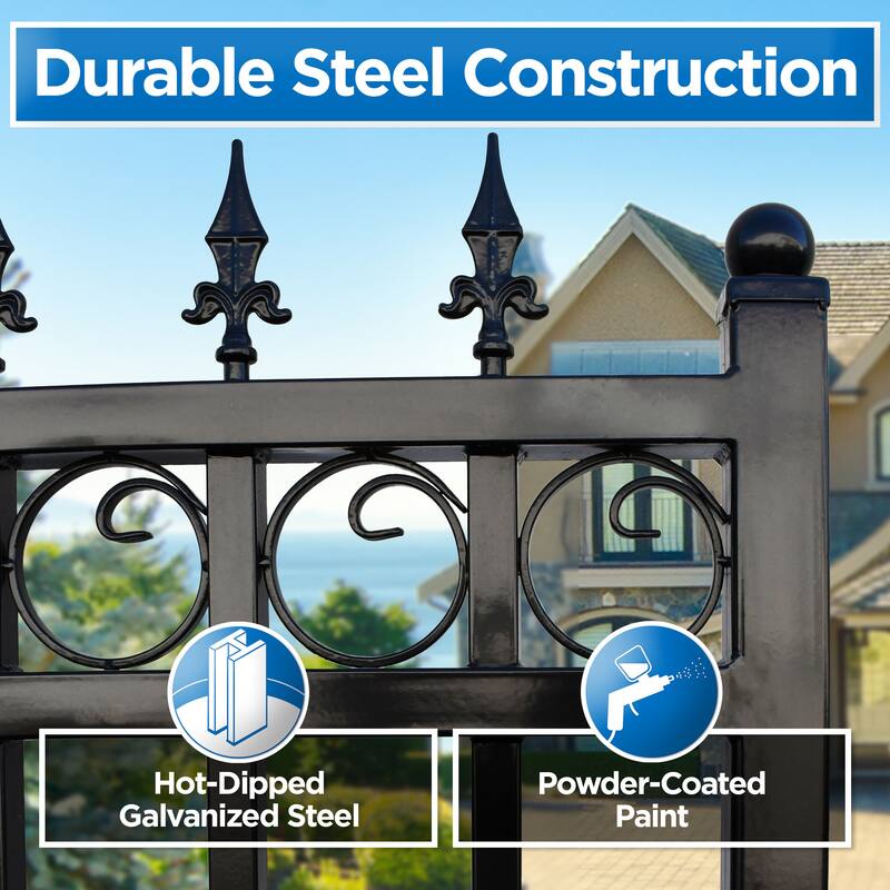 ALEKO Prague Style Galvanized Steel Swing Dual Driveway Gate 12 ft