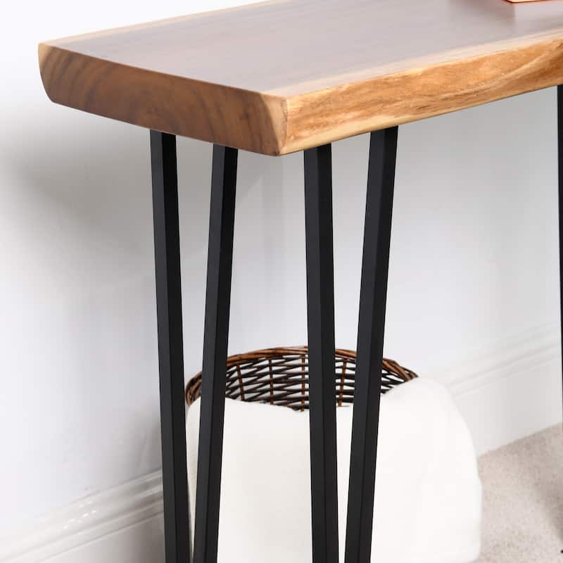 Natural Wood Rectangle Coffee Console Table