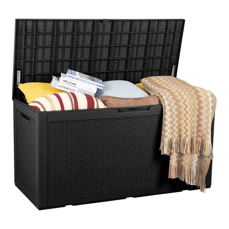 Lacoo 100-120 Gallon Patio Storage Box All Weather Plastic Deck Box - 100 - Black