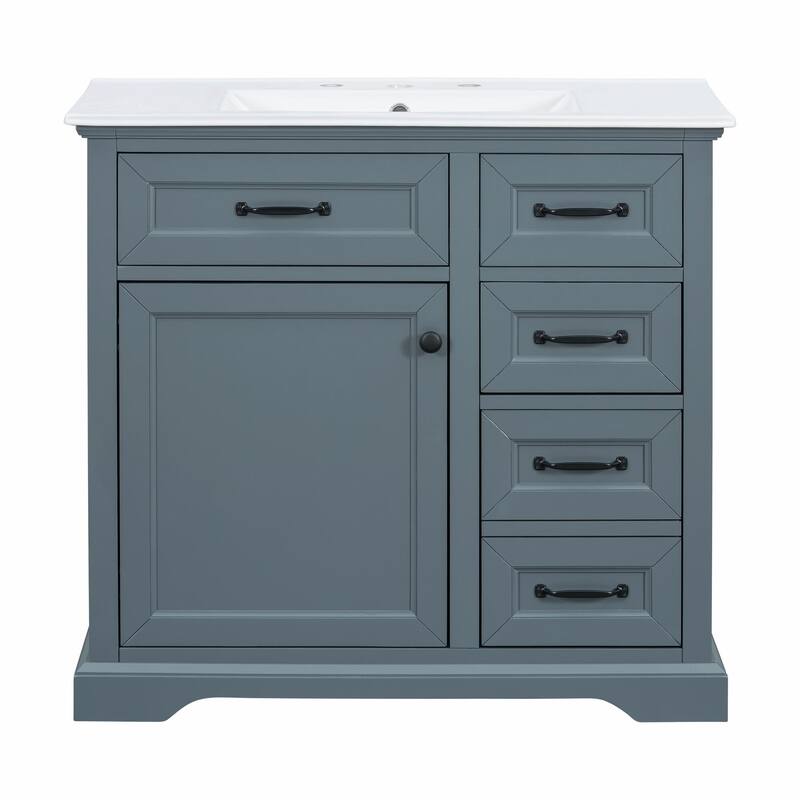 36" Bathroom Vanity with Sink, Tip-out Drawers & Soft-Close Door Hinges