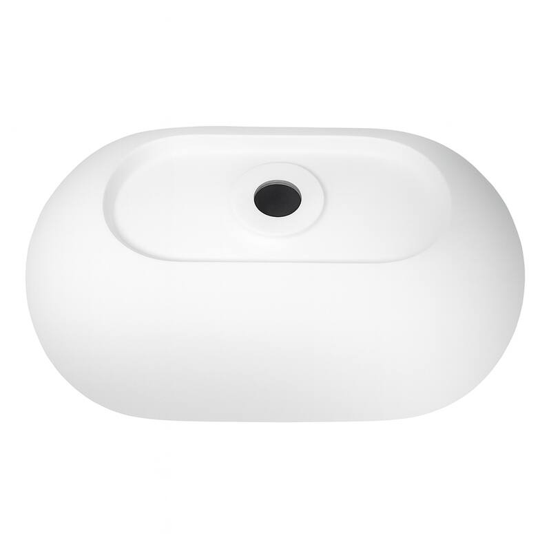 Evoluxe Matte White Solid Surface Round Oval Vessel Sink