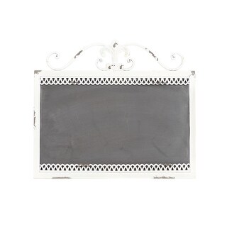 Metal Sign Scroll Top Home Wall Decor with Chalkboard - White - Roche ...