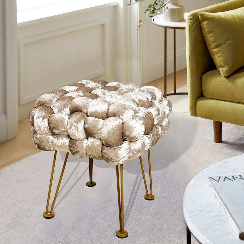 Home Soft Things Crushed Velvet Pouf Stool Ottoman