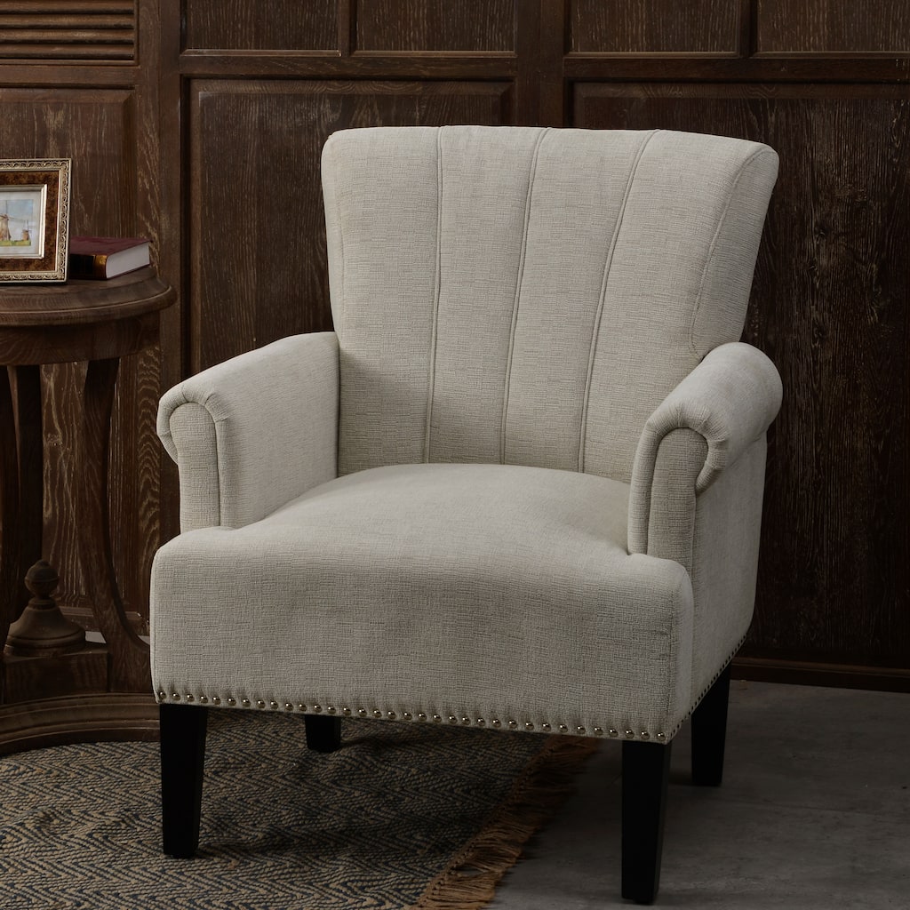 Club Chair Reading Chair with Rolled Armrests, Characteristic Sofa Chair Lobby Chair with Nailhead Trim