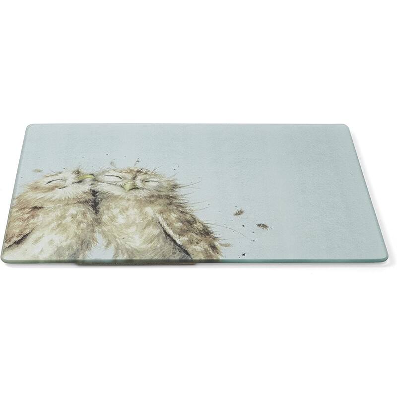 Pimpernel Wrendale Designs Glass Worktop Saver - 15.7" x 11.8" - Owl Birds Of A Feather