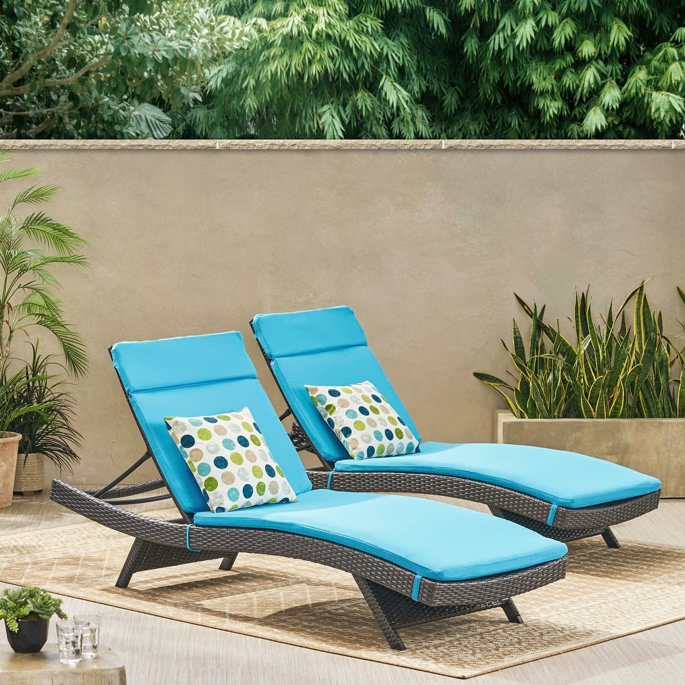 Salem Outdoor Wicker Lounge with Water Resistant Cushion (Set of 2) by Christopher Knight Home