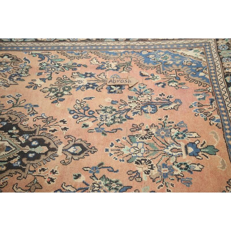 Hand Knotted Oriental 100% Wool Carpet Traditional Floral Coral Hamedan Area Rug - 9' 4'' X 6' 3''