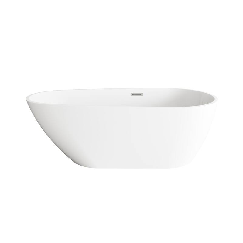 Hillary Bathtub in Glossy White - Glossy White with Brushed Nickel Trim - 67"