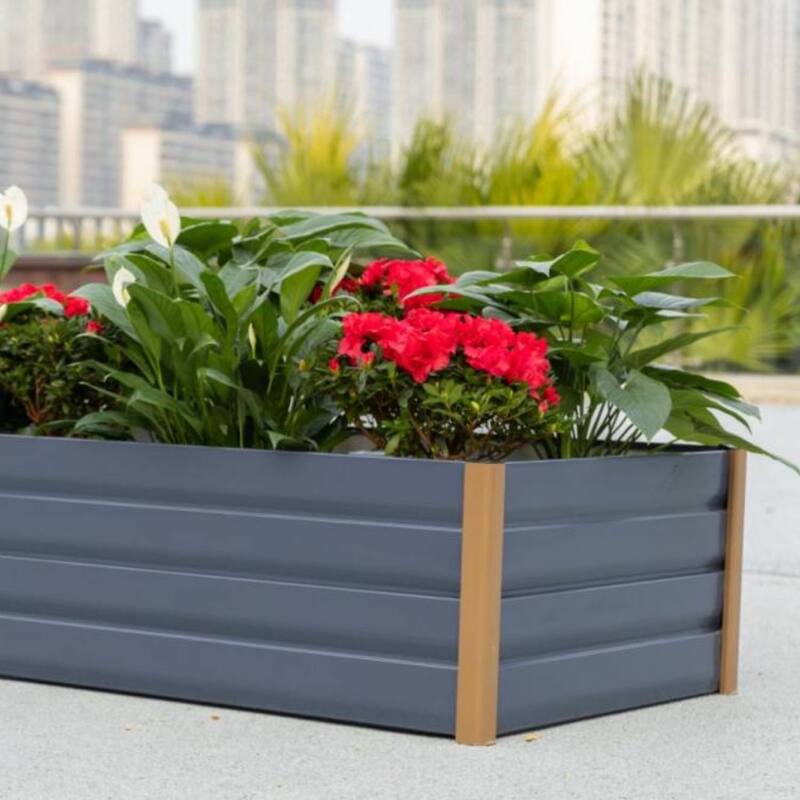 94.49" Durable Steel Planting Bed, Raised Garden Bed for Gardens, Vegetables, Herbs & Flowers - N/A