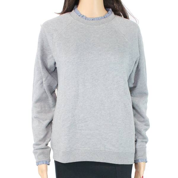 Shop J Crew Mercantile Women S Sweater Gray Small S Crewneck Ruffle Trim Overstock 30589038