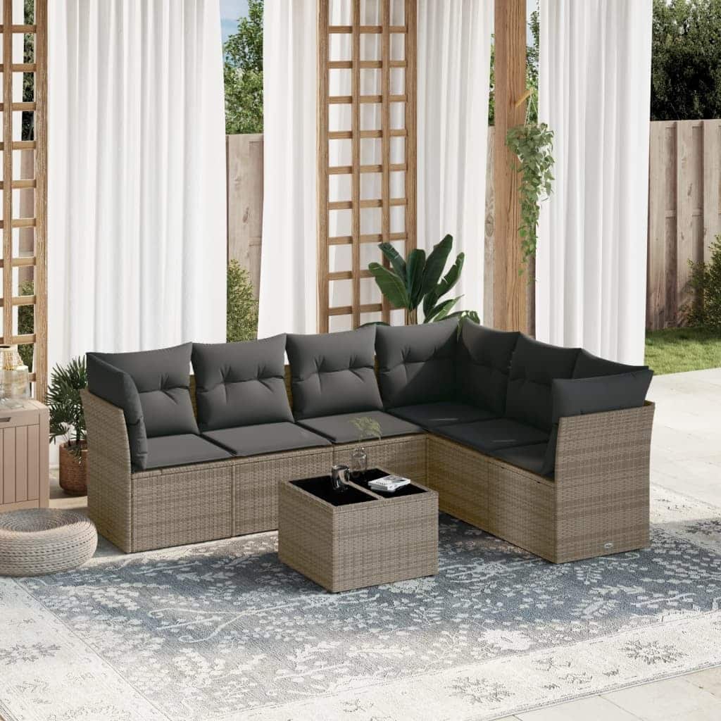vidaXL Garden Sofa Set Grey PE rattan Large Modular Garden Sofa Set - 21.7 x 21.7 x 14.6