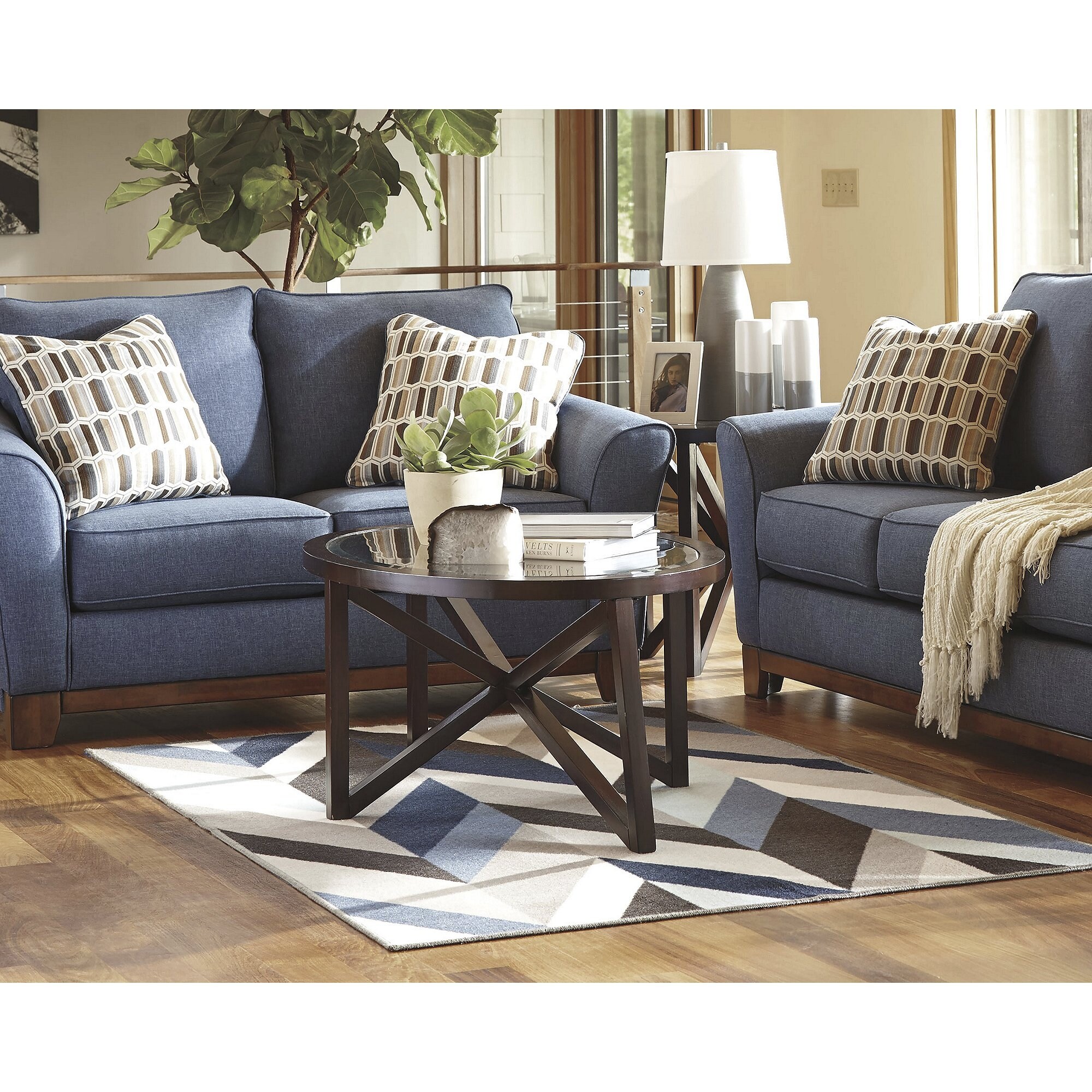 Shop Keelia Blue Brown Gray Geometric Contemporary Rug 4 X 7