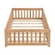 preview thumbnail 13 of 19, Twin Size Floor Bed with Door,Solid Wood Platform Bed Frame with Fence