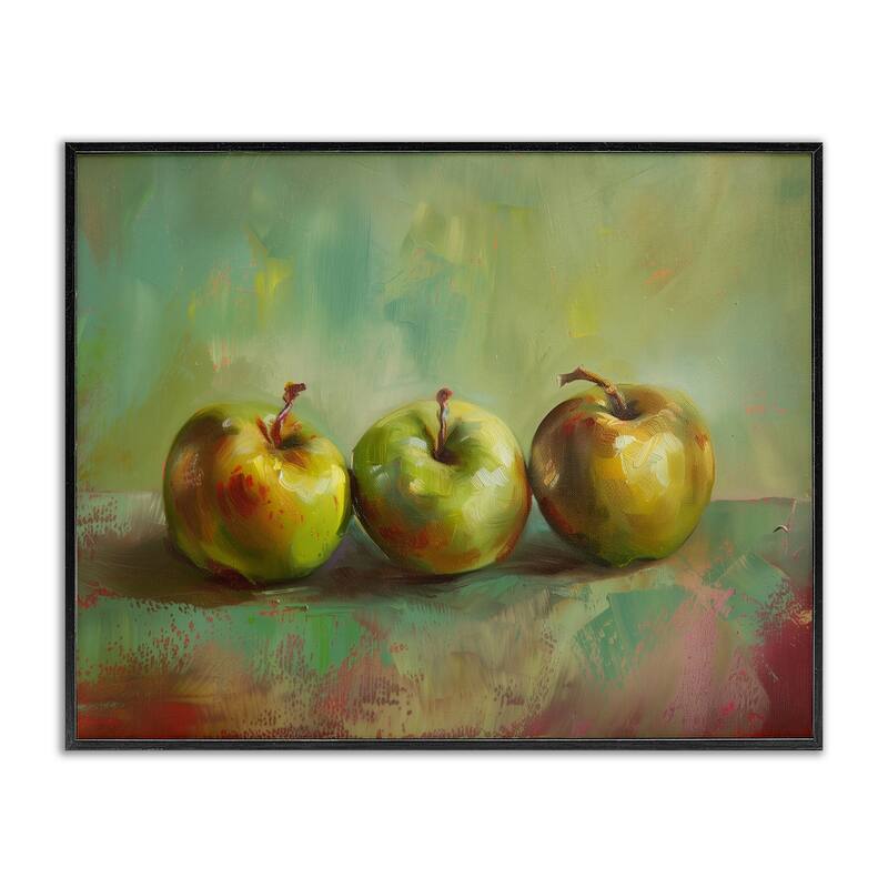 Stupell Traditional Apple Trio Still Life Framed Giclee Art Design By Arlington Prints - 30 x 24 - Black