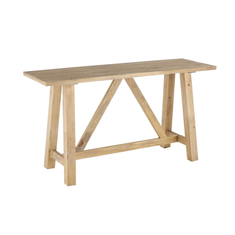 Wood Rectangular Console Table with Flared Legs and Crossed Beams - Light Brown - Roche River Decor