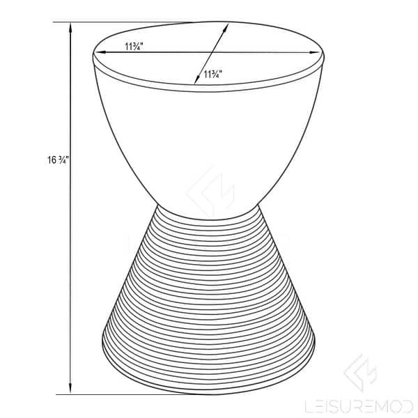 dimension image slide 4 of 7, Boyd Round Side Table with Ribbed Design Base - Accent Hourglass End Table with Removable Lid for Living Room & Bedroom