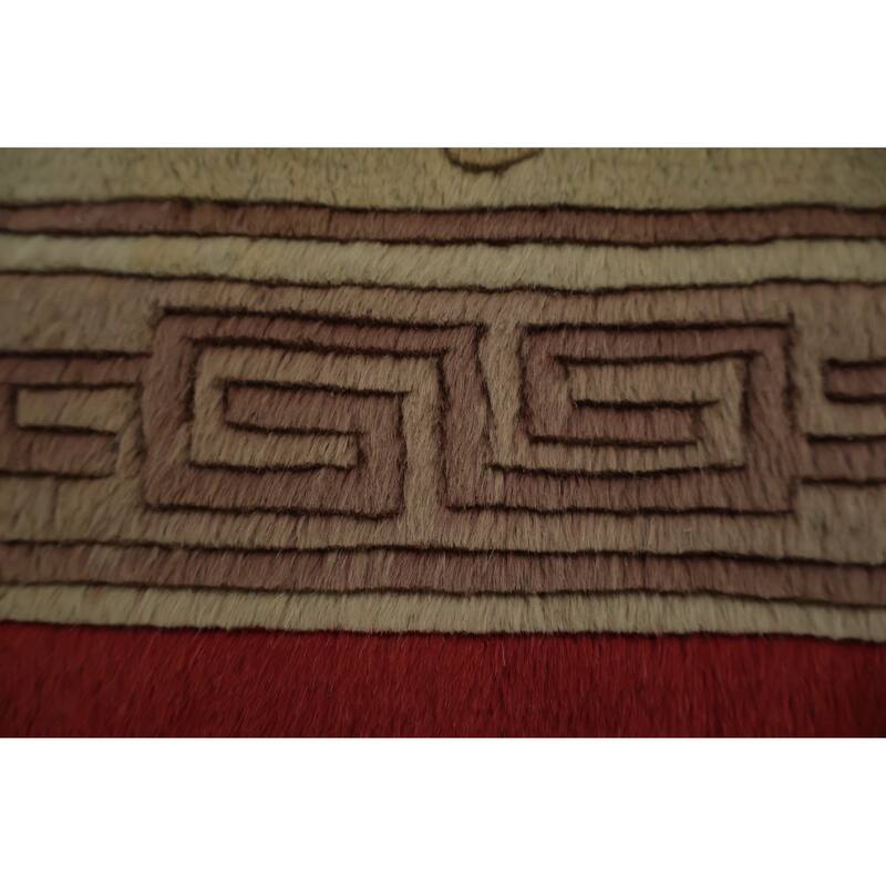 Hand Knotted Oriental 100% Wool Carpet Traditional Floral Red Art Deco Area Rug - 9' 0'' X 5' 10''