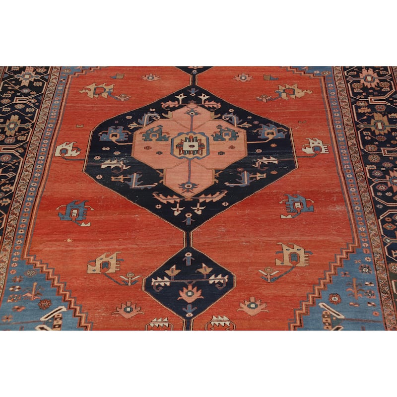 Hand Knotted Oriental 100% Wool Carpet Traditional Tribal Oranges & Rust Heriz (serapi) Area Rug - 15' 10'' X 11' 10''