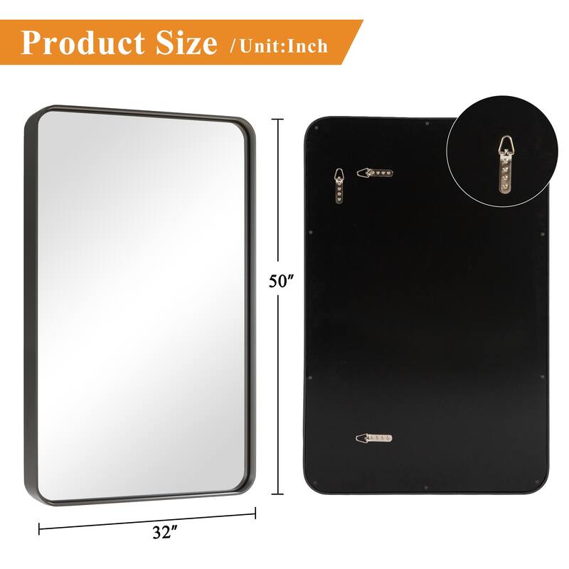 Modern Deep Rectangle Round Corner Wall Mirrors for Bathroom Mirror