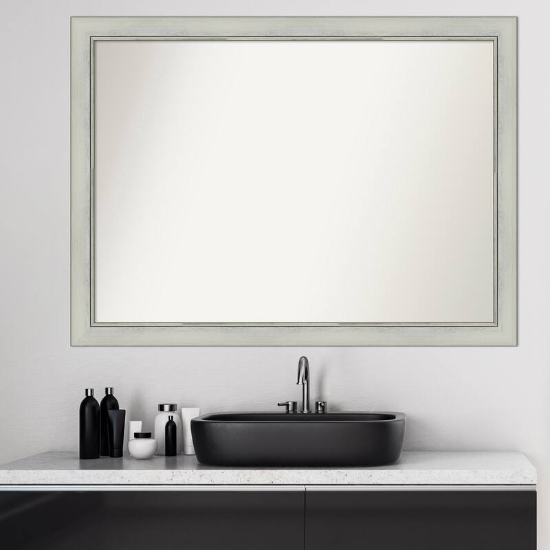 Non-Beveled Bathroom Wall Mirror - Flair Silver Patina Frame