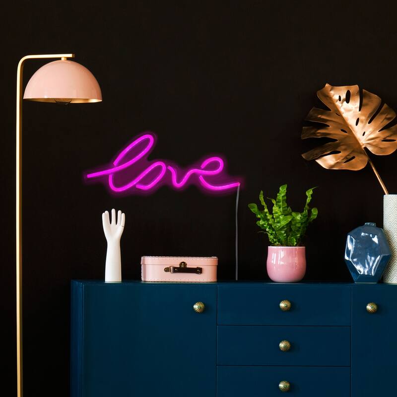LED Love Neon Lighted Wall Sign - 18" - Pink