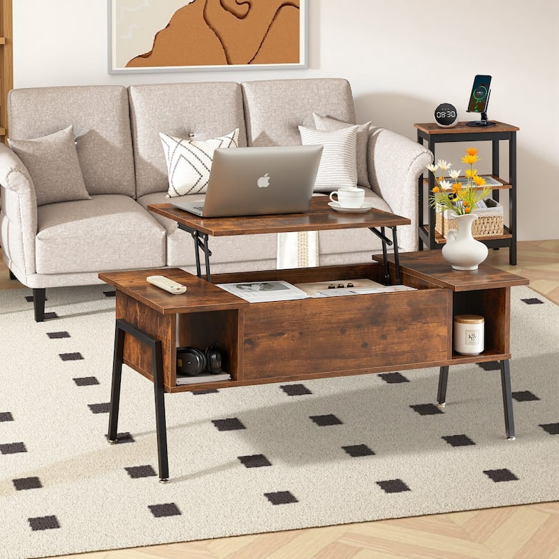 VECELO 3-Piece Coffee Table Set,Lift Top Coffee Table with Hidden Storage and Nightstands Set of 2