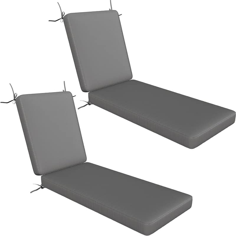AECOJOY Chaise Lounge Cushions Outdoor Set of 2, Patio Lounge Chair Cushion for Outdoor Furniture - Dark Grey - 72" x 21" x 4" | 2 Pack